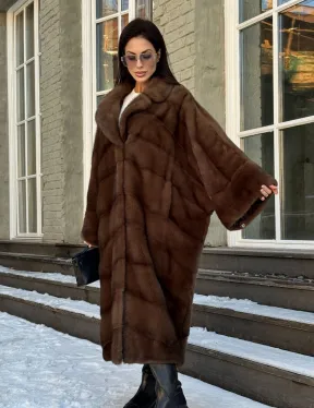 Женская шуба больших размеров из меха норки фасон «Бохо»
