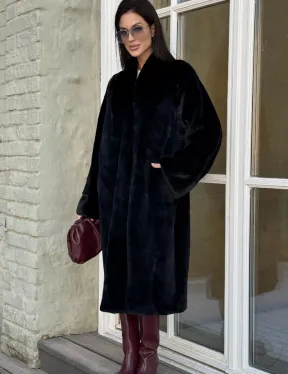 Элитная шуба из меха норки Luxury Fur Blackglama с V-образным воротником