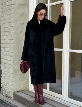 Элитная шуба из меха норки Luxury Fur Blackglama с V-образным воротником