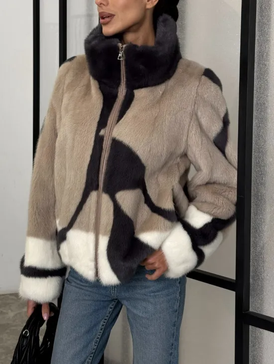 Норковая шуба - бомбер на молнии