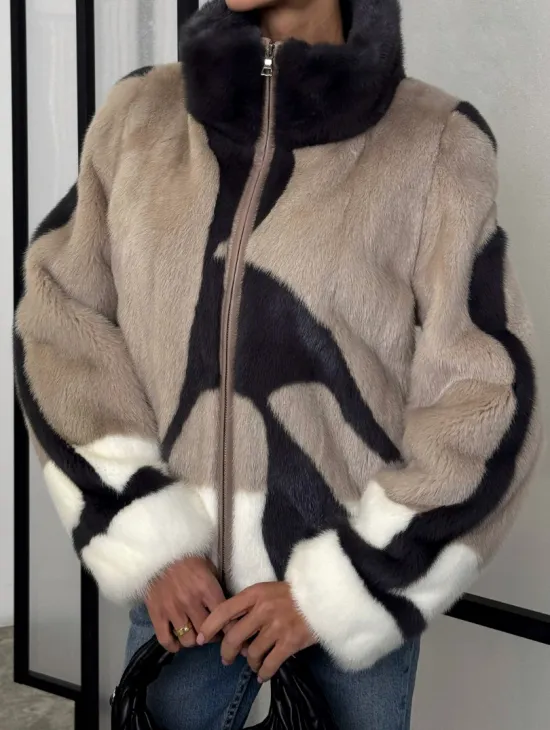 Норковая шуба - бомбер на молнии