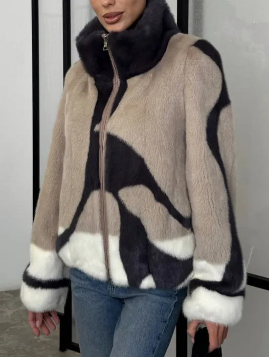 Норковая шуба - бомбер на молнии
