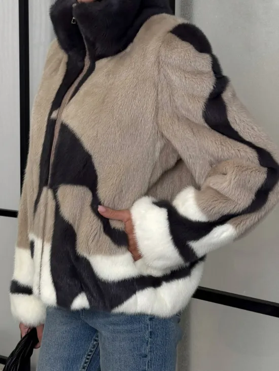 Норковая шуба - бомбер на молнии