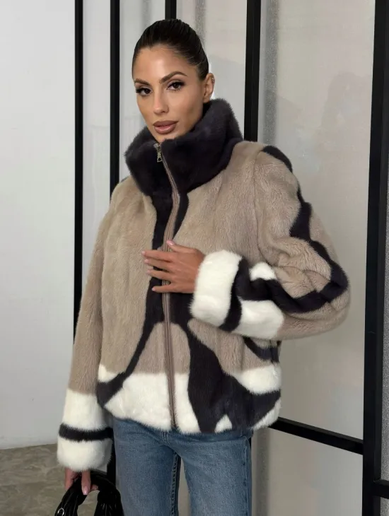 Норковая шуба - бомбер на молнии