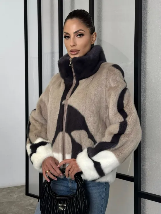 Норковая шуба - бомбер на молнии