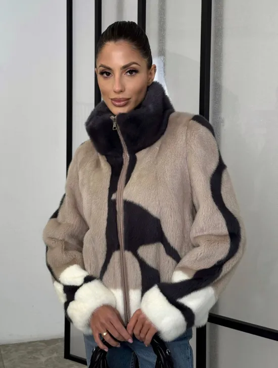 Норковая шуба - бомбер на молнии