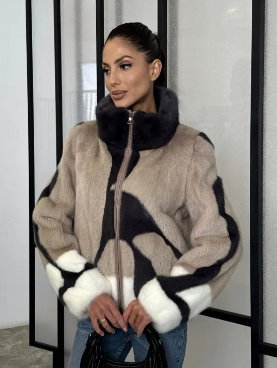 Норковая шуба - бомбер на молнии