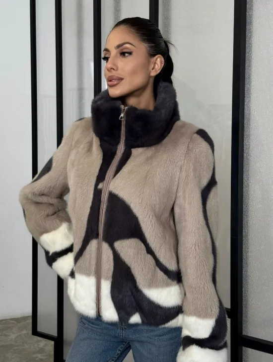Норковая шуба - бомбер на молнии