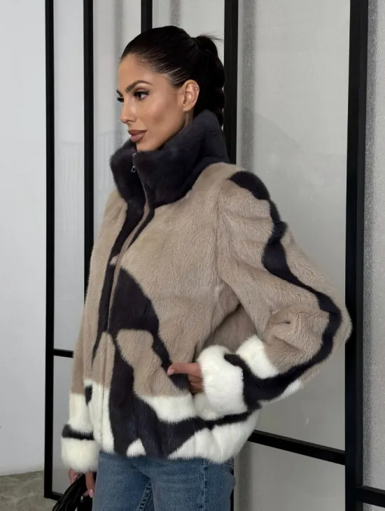 Норковая шуба - бомбер на молнии