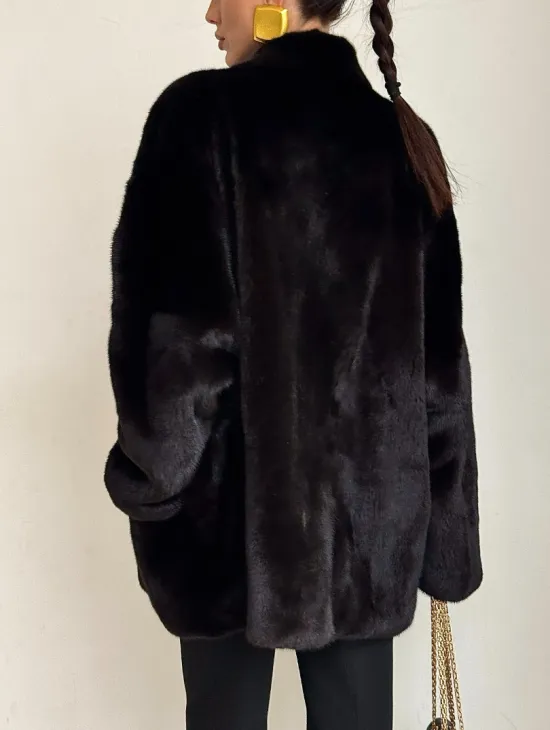 Стильный женский норковый жакет (шуба) Brown Velvet