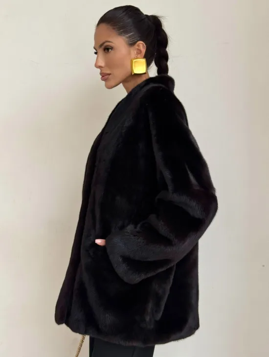 Стильный женский норковый жакет (шуба) Brown Velvet