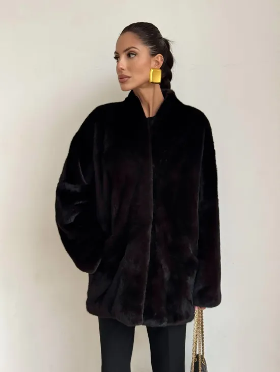 Стильный женский норковый жакет (шуба) Brown Velvet