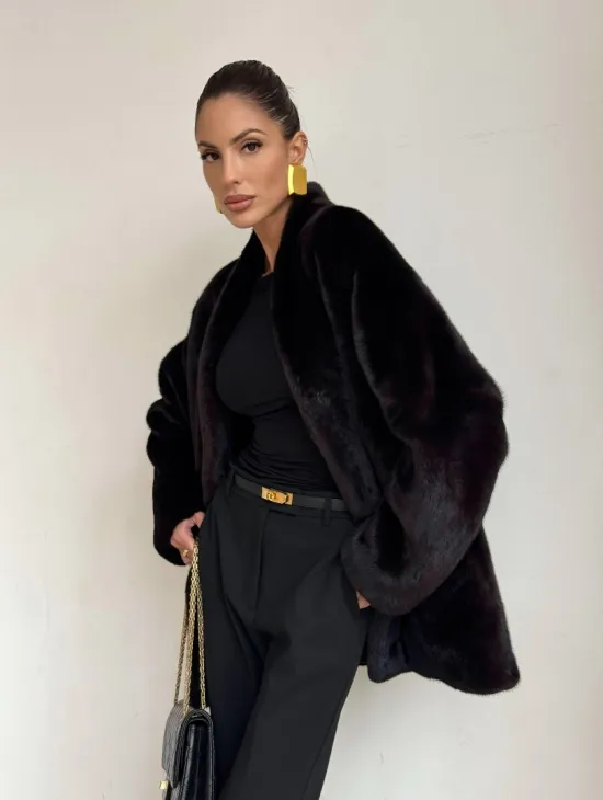 Стильный женский норковый жакет (шуба) Brown Velvet