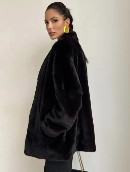 Стильный женский норковый жакет (шуба) Brown Velvet