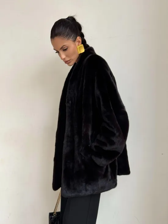 Стильный женский норковый жакет (шуба) Brown Velvet