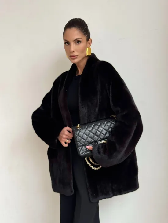 Стильный женский норковый жакет (шуба) Brown Velvet