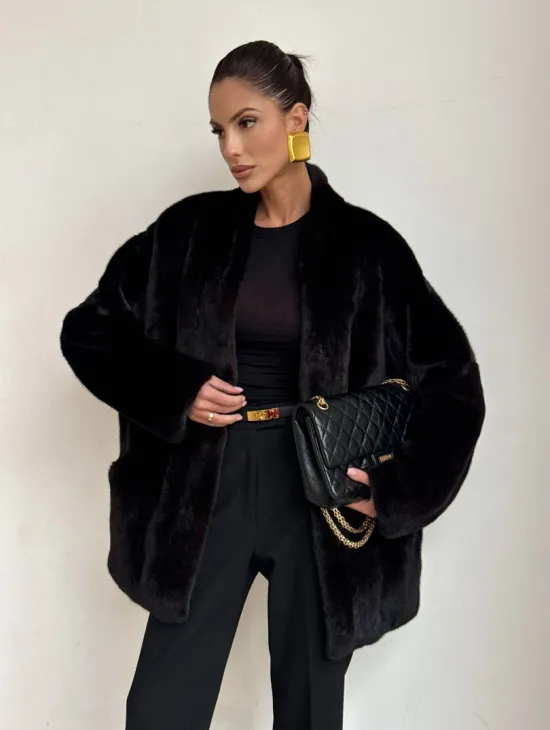 Стильный женский норковый жакет (шуба) Brown Velvet