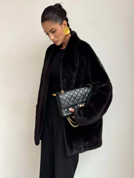 Стильный женский норковый жакет (шуба) Brown Velvet