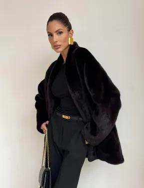 Стильный женский норковый жакет (шуба) Brown Velvet