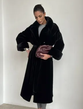 Элитная шуба из меха стриженой черной норки