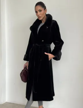 Элитная шуба из меха стриженой черной норки