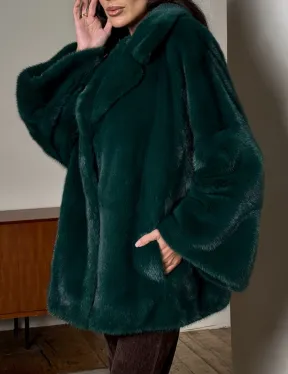 Изумрудная укороченная норковая шуба с английским воротником