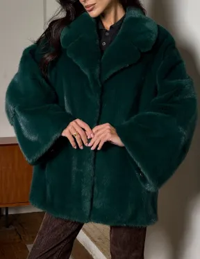 Изумрудная укороченная норковая шуба с английским воротником