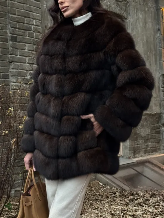 Шуба из соболя с воротником шанель, поперечка