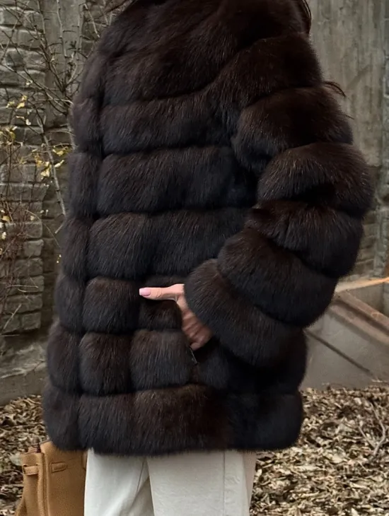 Шуба из соболя с воротником шанель, поперечка