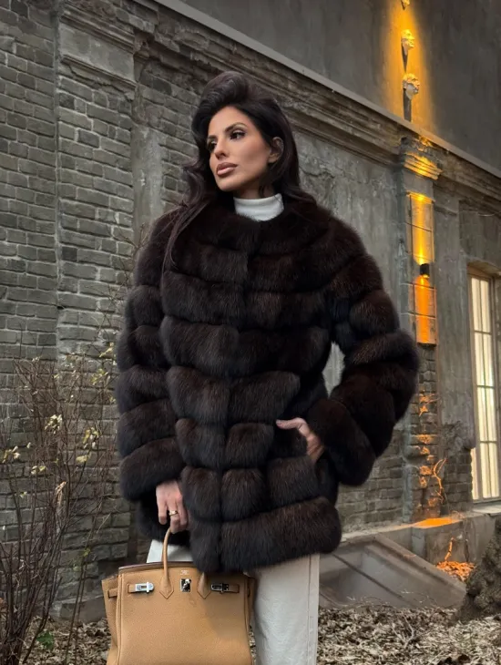 Шуба из соболя с воротником шанель, поперечка