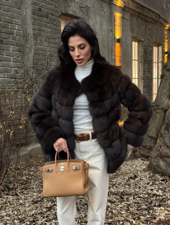 Шуба из соболя с воротником шанель, поперечка