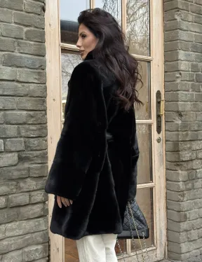 Меховое норковое полупальто из норки Blackglama с английским воротником