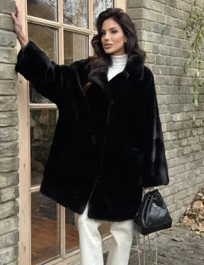 Меховое норковое полупальто из норки Blackglama с английским воротником