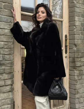 Меховое норковое полупальто из норки Blackglama с английским воротником