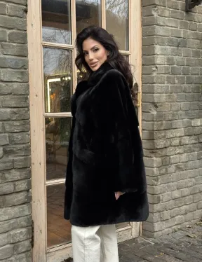 Меховое норковое полупальто из норки Blackglama с английским воротником