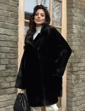 Меховое норковое полупальто из норки Blackglama с английским воротником