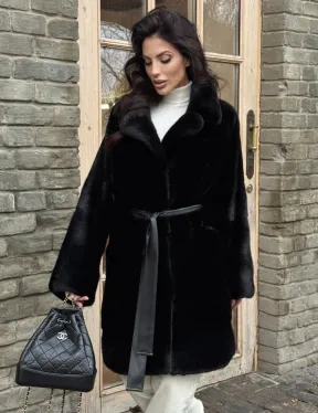 Меховое норковое полупальто из норки Blackglama с английским воротником