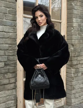 Меховое норковое полупальто из норки Blackglama с английским воротником