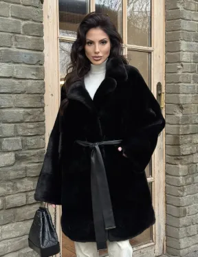 Меховое норковое полупальто из норки Blackglama с английским воротником