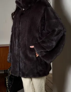 Норковый женский полушубок - автоледи воротник стойка