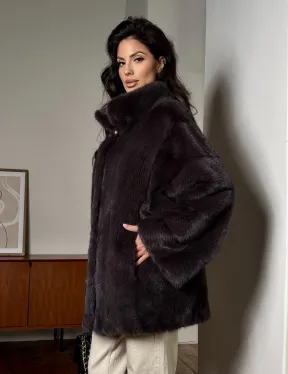 Норковый женский полушубок - автоледи воротник стойка