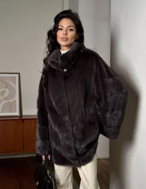 Норковый женский полушубок - автоледи воротник стойка