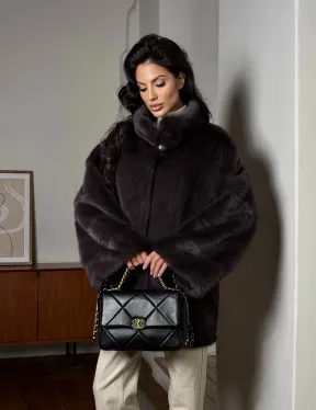 Норковый женский полушубок - автоледи воротник стойка