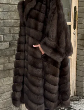 Роскошное манто из меха баргузинского соболя (седина 1)  летучая мышь