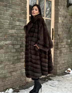 Роскошное манто из меха баргузинского соболя (седина 1)  летучая мышь