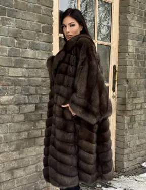 Роскошное манто из меха баргузинского соболя (седина 1)  летучая мышь