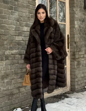 Роскошное манто из меха баргузинского соболя (седина 1)  летучая мышь