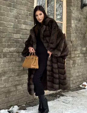 Роскошное манто из меха баргузинского соболя (седина 1)  летучая мышь