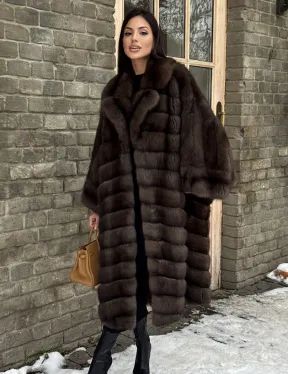 Роскошное манто из меха баргузинского соболя (седина 1)  летучая мышь