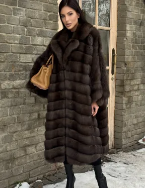 Роскошное манто из меха баргузинского соболя (седина 1)  летучая мышь